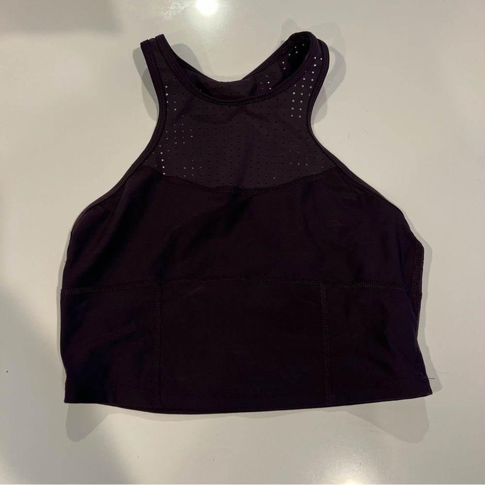 Running Bare High Neck Sports Bra - Dark Purple